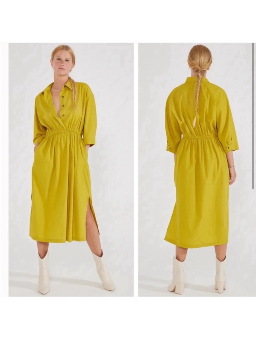 ETICA Tina Shirt Dress in Antique Moss - size M